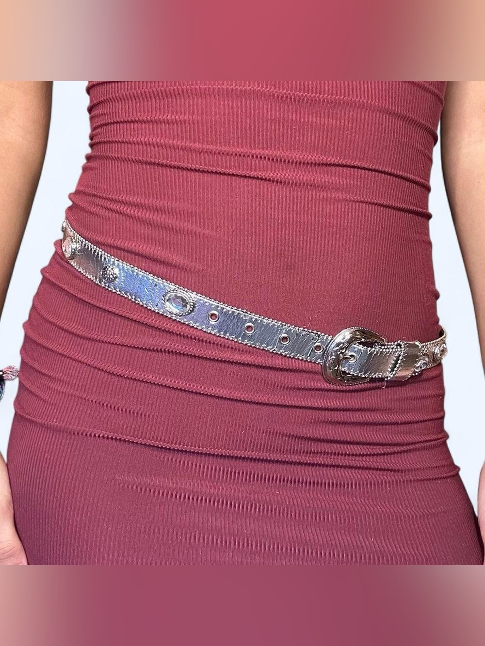 Grunge Silver Beaded Studded Belt!